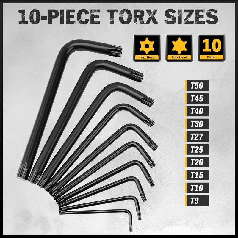 ELEAD Hex Key Allen Wrench Set: 41-Piece Hex and Torx Key Set with Torque Handle, Standard SAE(0.028"-3/8") & Metric(0.7mm-10mm) & Torx(T9-T50) in Storage Case, Heat Treated Chrome Vanadium Steel - Image 3